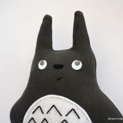 Totoro plushie. Grey handmade soft toy. Serious Totoro.